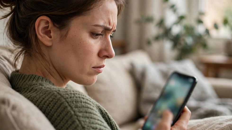 Person scroller sundhedsindhold på smartphone med kritisk blik