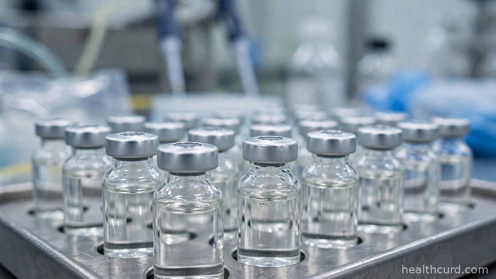 Hætteglas med vaccine på et laboratorium, et symbol på det globale pandemiberedskab.