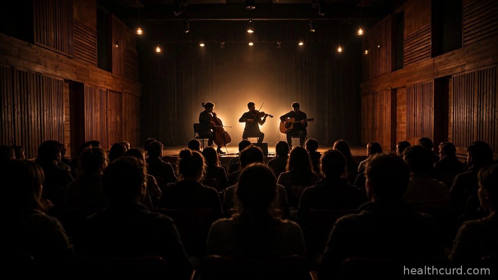 Et forventningsfuldt publikum samlet til koncert i et moderne dansk kulturhus.